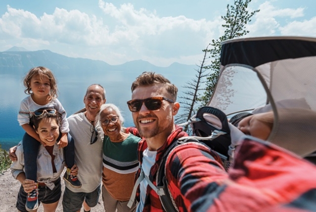 Family hiking