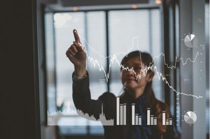 Illustration of Woman Analyzing Graphs