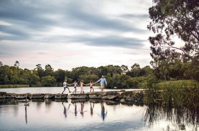 Family on Lake
