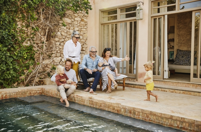 Generations of family on porch